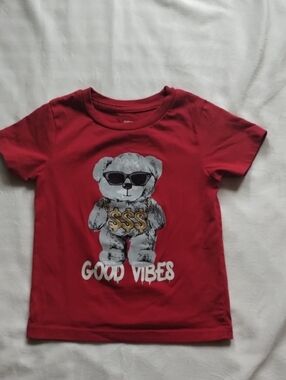 Kids 'Good Vibes' Red Graphic Tee